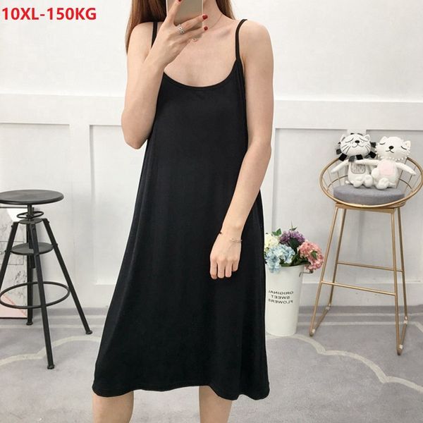 

summer women sleepwear nightdress plus size 7xl10xl oversize modal dress elasticity home loose underwear sleepwear 150kg 66 68, Black;gray
