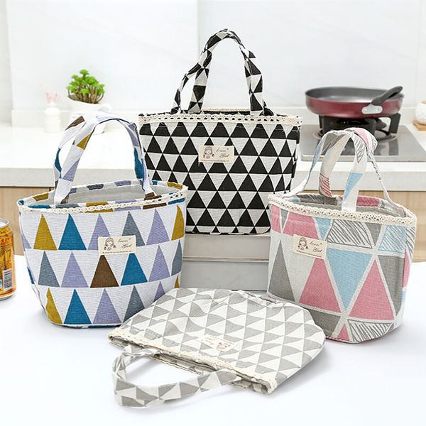 

lunch bag thermal insulated lunch box tote cooler bag bento pouch container large capacity bolsa de almuerzo, Blue;pink