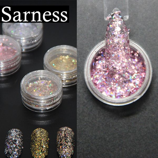 

sarness mermaid 3d nail art pigment decoration diamond aurora glitter nail glitter sequins super shining effect, Silver;gold