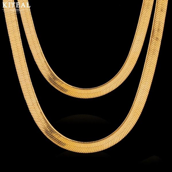 

kiteal yellow gold color necklace women&men 3mm 4mm 5mm flat snake link chain brass collares necklaces jewelry accessories s-n21, Silver