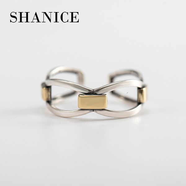 

shanice infinity 925 sterling silver open rings connecting link silver and gold adjustable finger rings fashion silver jewelry
