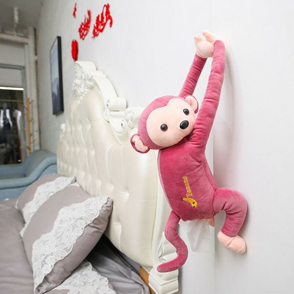 

new creative cartoon monkey paper tissue box hanging flat for car home office decor bathroom colorful monkey tissue box