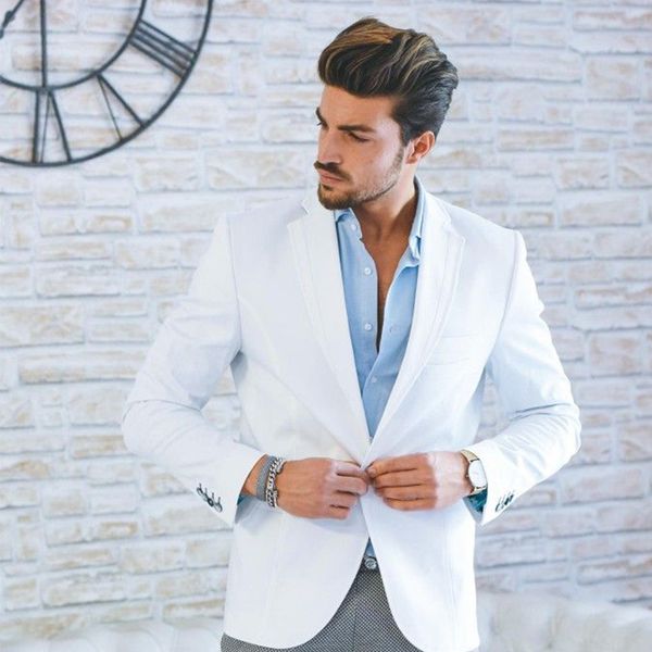 

anniebritney white 2 piece slim fit formal men suit custom groom wedding tuxedo high end 2 piece prom wedding business men suit, White;black