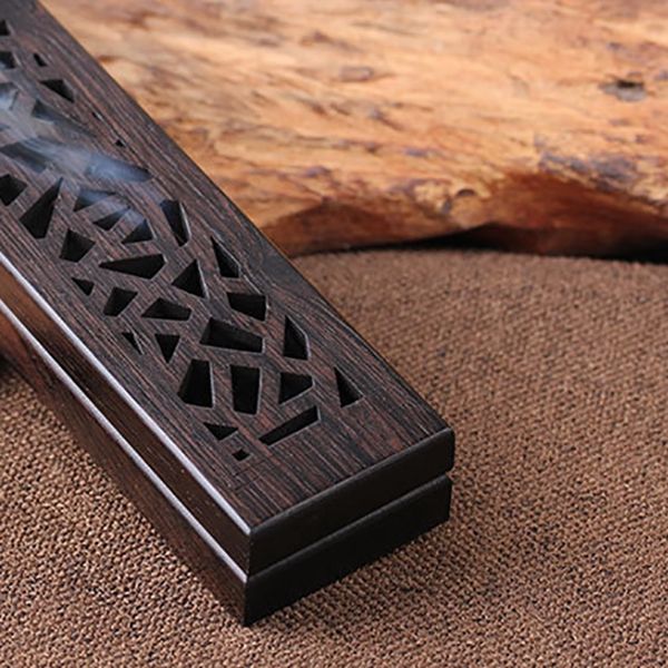 

1pcs черный деревянный благовония держатель ладана coffin горелки вуд курильница box ароматерапия censer для дома и офиса