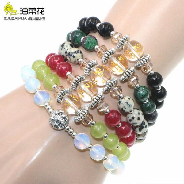 

charm natural stone bracelet olive jades agates woman girl wedding alloy pendant accessories gift christmas jewelry wholesale, Black