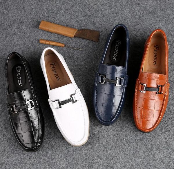 

new men shoes leather genuine casual loafers men moccasins shoes slip-on soft flats footwear lightweight driving 2019, Black