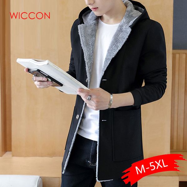 

winter men with warm hood men's coats fashion winter men 's warm jacket hoodie trench plus size man jackets black, Tan;black