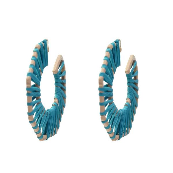 

hand-knitted hollow out rattan round ear hanging simple jewelry for woman, Silver