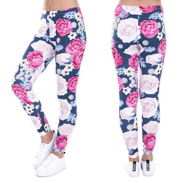 

new fashion floral print fitness legging women light color push up sweatpants slim legging pant 2017 gothic causal pants, Black