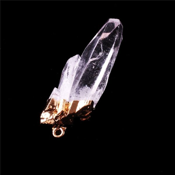 

100pcs/lot natural gem stone irregular reiki clear quartz mountain white crystal point pendants pendulum for jewelry making free, Silver