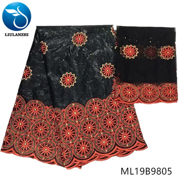 

liulanzhi african bazin lace fabrics new design embroidery bazin riche fabric with beads 5+2yards fabric for dress ml19b98, Black;white