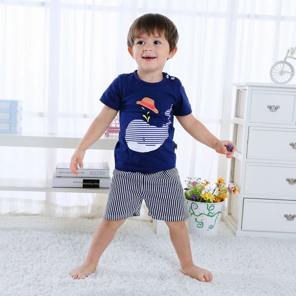 

boys clothing sets summer 2019 cotton baby outfits sets t-shirt pants set, White