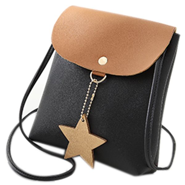 

women's shoulder messenger bag pu star decoration mobile phone coin money card shoulder bag black brown