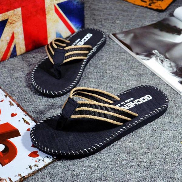 

2020 new arrival summer men flip flops beach sandals anti-slip zapatos hombre casual shoes wholesale fashion #t1p, Black