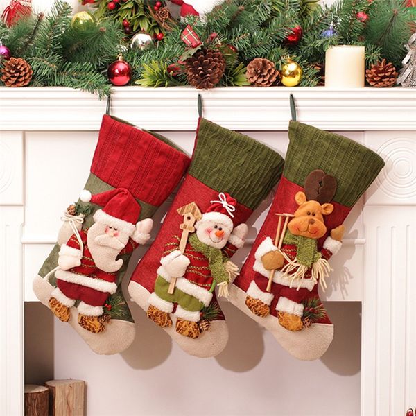 

santa claus snowman elk christmas stockings merry christmas natal gift holders gift bags hanging navidad ornaments