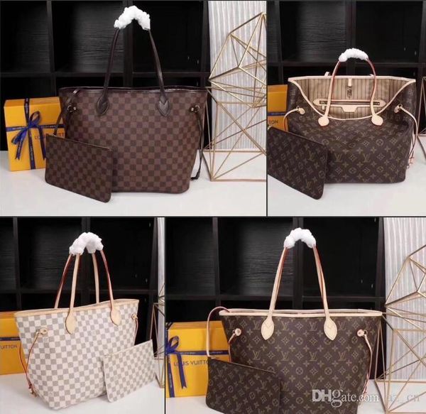 

2pcs set high qulity classic bags louis vuitton flower ladies composite tote pu leather clutch shoulder female purse with wallet #01