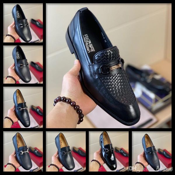 

19ff brand designers men leather shoes casual for mens formal business dress classic style brown lace up shoes for men oxford shoes kkkkk, Black