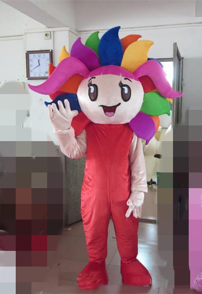 

2019 colorful sunflower mascot costume for adults, Red;yellow