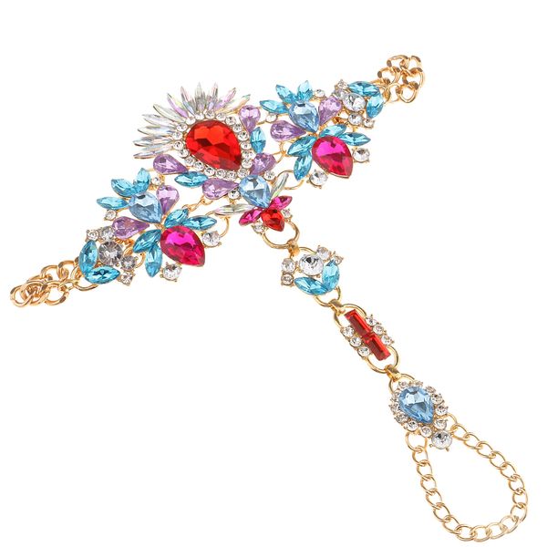 

women rhinestone crystal summer beach anklet chain toe ring sandals bracelet, Red;blue