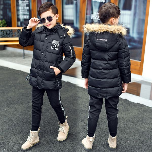 

childen winter jackets new big boys jacket parka teen outerwear warm kids baby boy thick down cotton coat 4 8 10 12 15 years old, Blue;gray