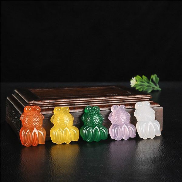 

1pc natural green agate goldfish jade pendnat necklace chalcedony carved charm jewellery fashion amulet for men women lucky gift, Silver