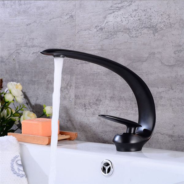 

bathroom basin faucet black oil solid brass unique design sink mixer tap and cold sink faucet 4 colors