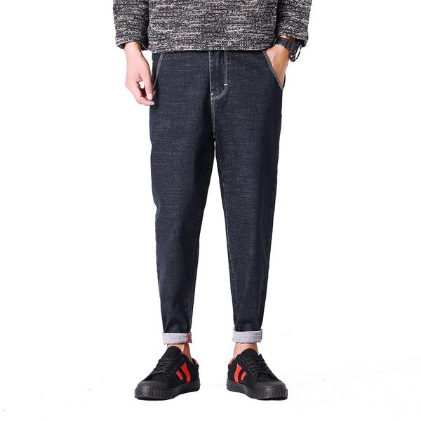 

spring autumn mens jeans vintage mens clothing fashion ripped jeans for men plus size men black, Blue