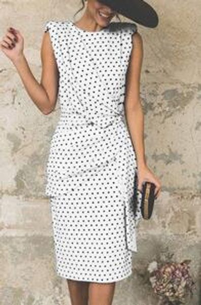 

2019 european and american spring and summer new women's breech dress tight wave sleeveless dress, Black;gray