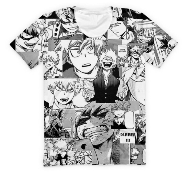 

2019 new black white anime t shirt couple streetwear bakugou katsuki college cool funny summer tees hip hop s-plus size u1706, White;black