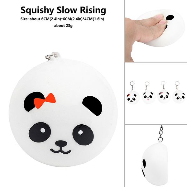 

6cm expression panda bread simulation decompression toy cartoon panda keychain phone straps handbag pendant decoration kids toy