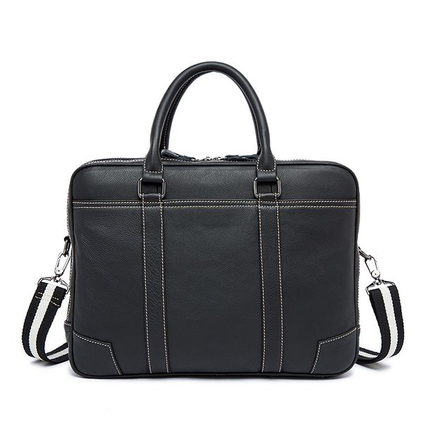 

nesitu a4 black genuine leather office 14'' lapmen briefcase portfolio real skin business shoulder messenger bags m9879