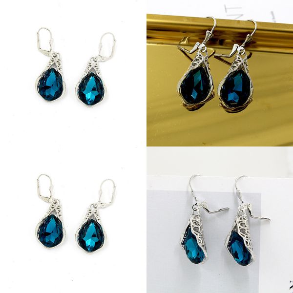 

925 blue ma'am of sterling silver hoop love earrings jewelry