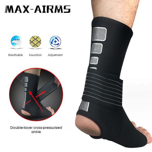

maxairms 1 pcs ankle support brace,elasticity adjustment protection foot bandage,sprain prevention sport fitness guard band, Blue;black
