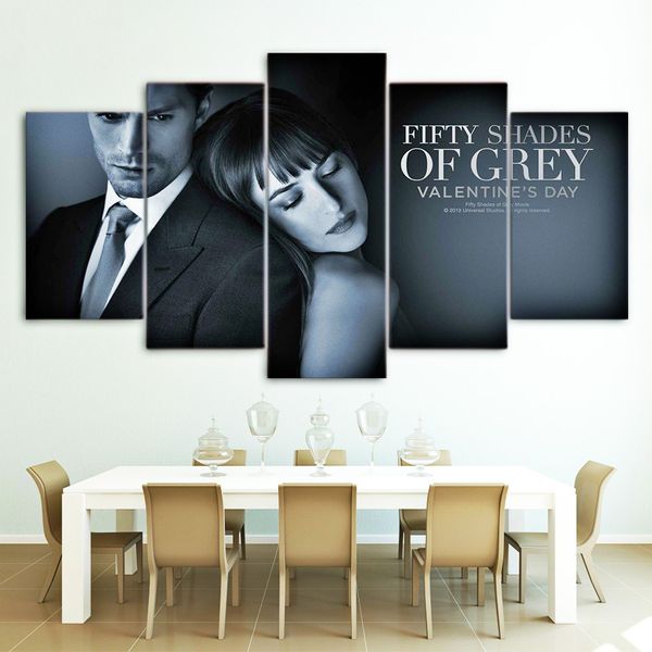 

5 panels hd printed fifty shades of grey movie painting on canvas room decoration print poster picture canvas art