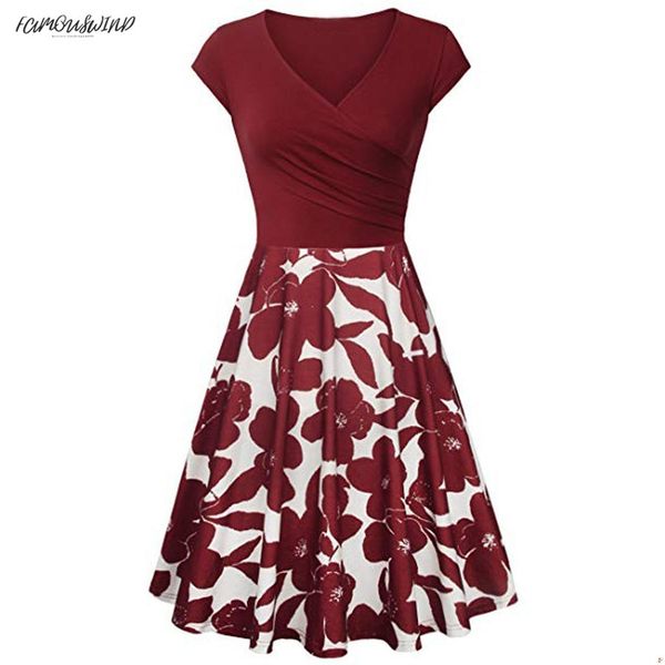 

knee-length short womens sleeve cross v- neck vintage elegant a-line dress vestidos beach sundress dresses women summer designer clothes, Black;gray