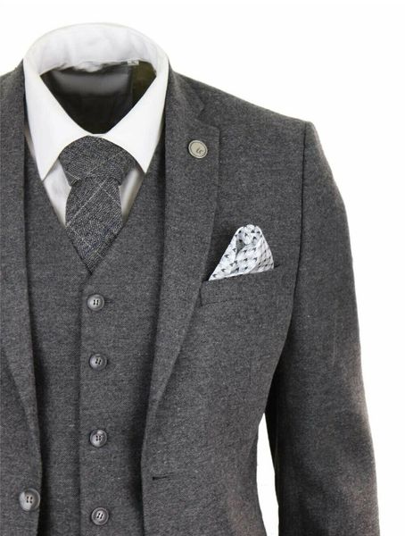 Terno masculino de lã tweed peaky blinders, 3 peças autênticas 1920s, sob medida, clássico, formal, baile, jaqueta, calças, vest257v