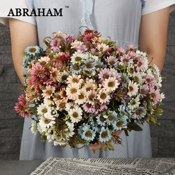 

33cm 5 fork silk flowers branch artificial daisy bouquet fake farmhouse decoration flower white fall floral for home party decor