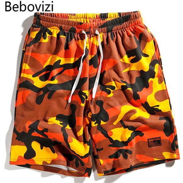 

bebovizi brand summer gray camo casual shorts hip hop men women joggers cotton loose streetwear camouflage sweatpants, White;black