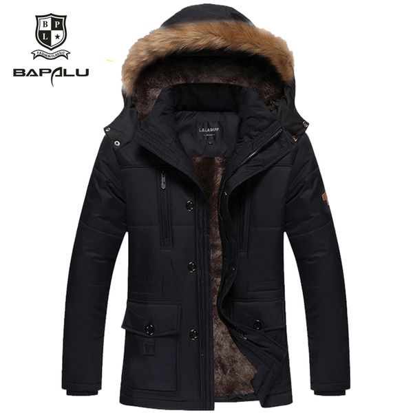 

winter jacket men middle-aged coat plus thick velvet warm windbreaker jacket men's casual hooded coat 718, Tan;black