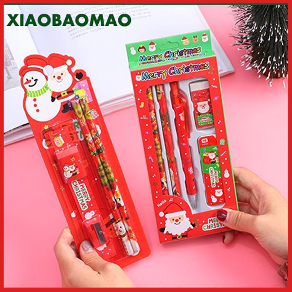

christmas stationery set 7 in 1 pencils ruler eraser sharpener kids gift school supplies birthday primary student prize