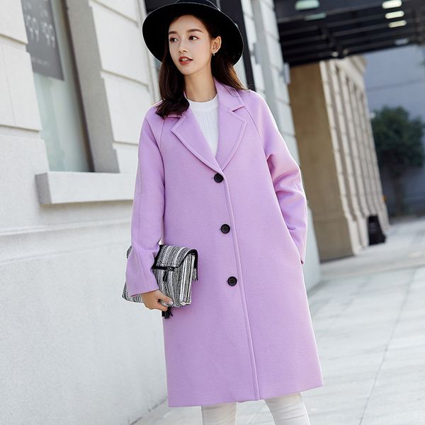 

women clothes long red winter coats 2019 fashion elegante woolen coat black single breasted ladies wool jacket purpl loose coat