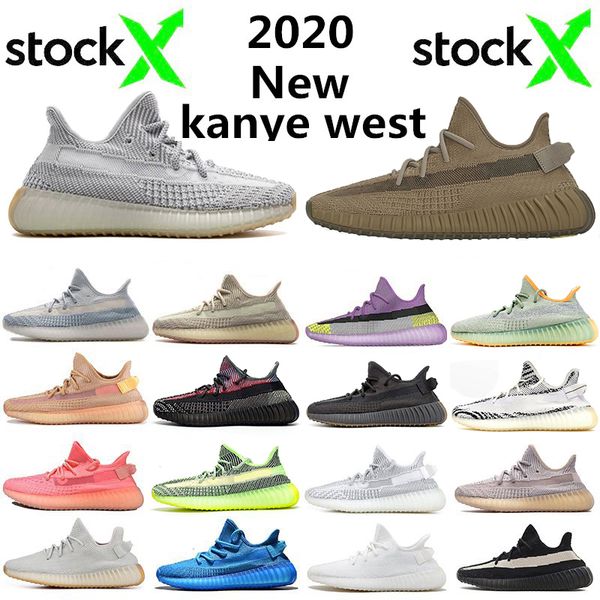 

2020 new kanye west desert sage earth cinder running shoes zyon yecheil yeshaya flax linen zebra bred static mens trainer sneaker runner, White;red