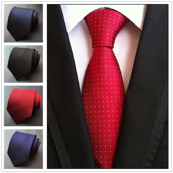 

hooyi men dot neck tie 8cm business ties for men navy black red, Blue;purple