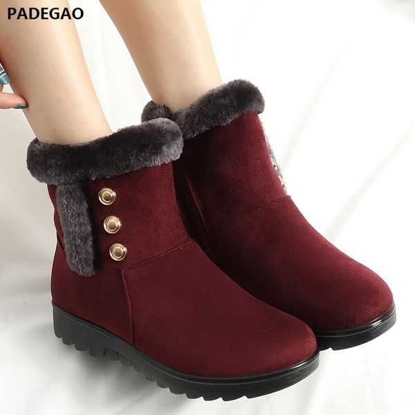 

2019 hiver bottines femmes chaussures plate-forme neige bottes mÃ©tal dÃ©coration wedge talon semelle femme dÃ©contractÃ© zip #59, Black