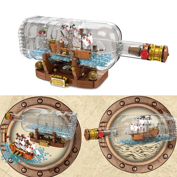 

16051 creator ideas ship in a bottle building block bricks toys christmas gift compatible 21313