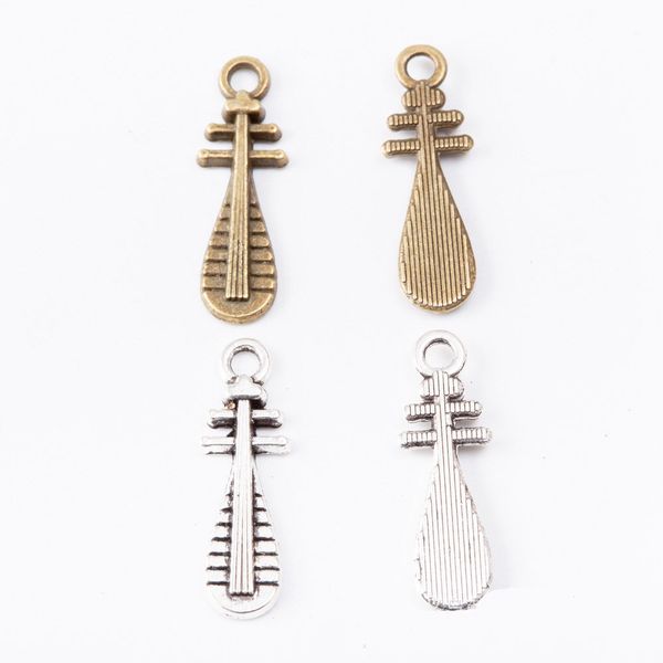

100pcs 24*8mm diy jewelry findings ornament accessories musical instrument bronze silver tone metal alloy pendants charms