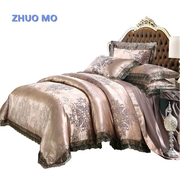 Luxury Bedding Set Queen King Size Cotton Silk Lace Duvet Cover
