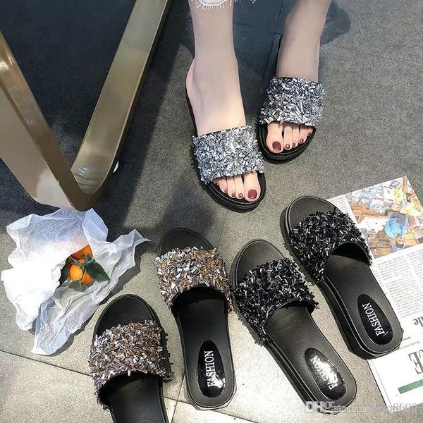 

beach cake slippers children fashion outside 2019 spring and summer online red seaside take out thick bottom word drag, Black