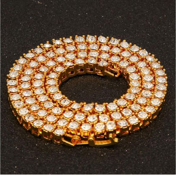 

new fashion designer luxury personality ice out accessories necklace 4mm 30inch alloy water drill a row of gold silver hip hop fashion jewel