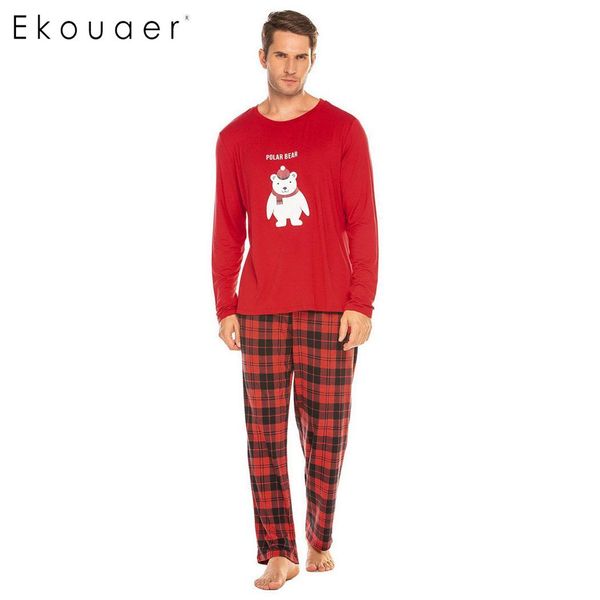 

ekouaer men spring autumn sleepwear pajamas set long sleeve sleepshirt full length pants pajama set winter homewear clothes, Black;brown